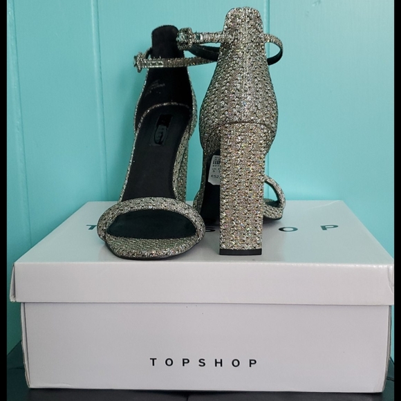 Topshop Robyn Two Part Glitter Heels - Picture 2 of 8